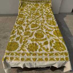 Traditional Hand-Embroidered Cotton Suzani Quilt - Artisan-Made Bohemian Home Accent, Reversible Throw - thumbnail 2