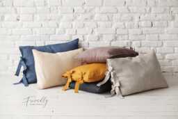 Linen Pillowcase With Ties - Custom Color, Soft & Sustainable Pillow Cover, Farmhouse Bedding Decor - thumbnail 1