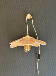 7-Petal Linen & Rattan Flower Lamp - Chandelier Wall Light Handcrafted