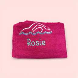Personalised Embroidered Swimming Towel, Children's Bath Towel - thumbnail 2