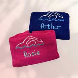Personalised Embroidered Swimming Towel, Children's Bath Towel - thumbnail 1