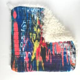 Minky Cuddle Blanket, Boy Blankie, Grafitti Baby Modern New Gift, Nursery - thumbnail 2