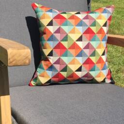 Colorful Triangle Geometric Cushion Made Of Tapestry Fabric With Insert, Square & Landscape Format 40x40, 45x45, 50x50, 60x60, 60x40 cm, Custom - thumbnail 4