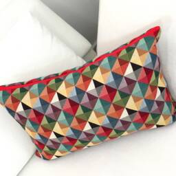 Colorful Triangle Geometric Cushion Made Of Tapestry Fabric With Insert, Square & Landscape Format 40x40, 45x45, 50x50, 60x60, 60x40 cm, Custom - thumbnail 2