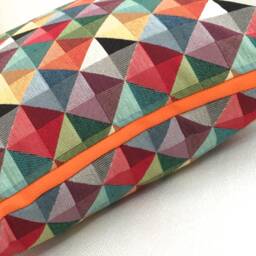 Colorful Triangle Geometric Cushion Made Of Tapestry Fabric With Insert, Square & Landscape Format 40x40, 45x45, 50x50, 60x60, 60x40 cm, Custom - thumbnail 3