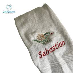 Dragon Towel - Personalised Face Cloth/Hand Bath = Embroidered