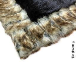 Desiger Fau Fur Area Rug - Rectangle Soft Thick Brown Cener With Ribbed Fox Border Accents Designer Rugs & Throws Usa - thumbnail 2