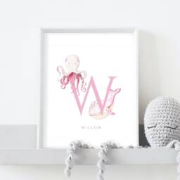 Personalised Name Print, Fishing, Sea Creatures, Girl's Boy's Picture, Under The Sea, Whale Life Animals - thumbnail 3