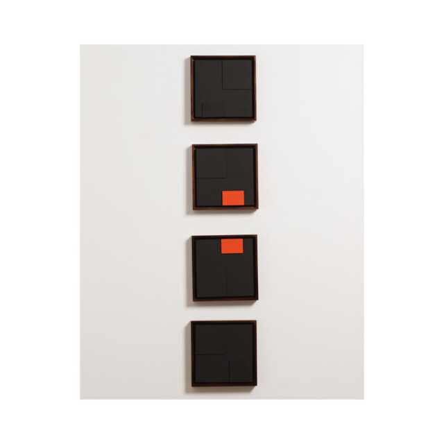Original Modern Minimalist Painting On Wood Art Wall Geometric Black & Red Decor