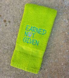 "Embroidered Gym Towel ""Earned Not Given" - thumbnail 1