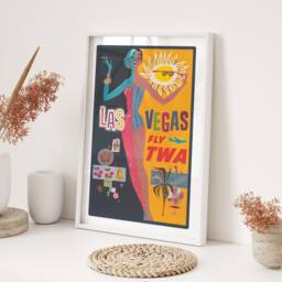 Travel Poster Las Vegas Printed Wall Art A3 A4 Framed Unframed Decorative Print Neon Lights Cityscape - thumbnail 3