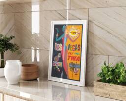 Travel Poster Las Vegas Printed Wall Art A3 A4 Framed Unframed Decorative Print Neon Lights Cityscape - thumbnail 1