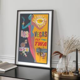 Travel Poster Las Vegas Printed Wall Art A3 A4 Framed Unframed Decorative Print Neon Lights Cityscape - thumbnail 2