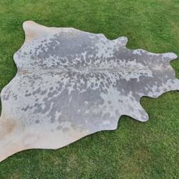 Cowhide Grey & White, Spotted/ Speckled Cow Skin Rug Gray & Living Room Area Rug, Decor Upholstery Leather, Carpet - thumbnail 3