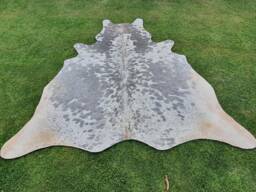Cowhide Grey & White, Spotted/ Speckled Cow Skin Rug Gray & Living Room Area Rug, Decor Upholstery Leather, Carpet - thumbnail 1