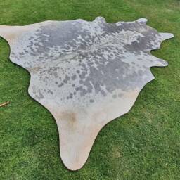 Cowhide Grey & White, Spotted/ Speckled Cow Skin Rug Gray & Living Room Area Rug, Decor Upholstery Leather, Carpet - thumbnail 2