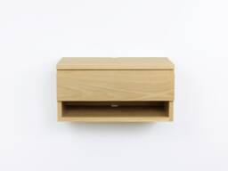 Solid White Oak Floating Nightstand Drawer Shelf, Wall Mount Dresser, Vanity Desk - thumbnail 1