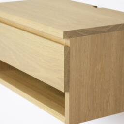 Solid White Oak Floating Nightstand Drawer Shelf, Wall Mount Dresser, Vanity Desk - thumbnail 3