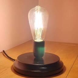 Hand-Turned Wood Lamp Base With Decorative Vintage E27 Bulbs, Gloss Black - thumbnail 3