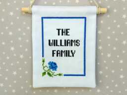 Personalised Wall Hanging, Custom Embroidered Sign, Floral Fabric Banner, Housewarming Gift, Home Decor