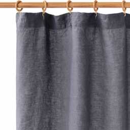 Charcoal Gray Waterproof Linen Shower Curtain - Panel With Liner Dark Minimalist Bathroom Decor Stonewashed Flax For Modern Look - thumbnail 3