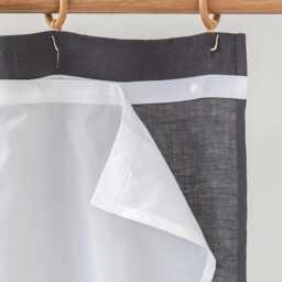Charcoal Gray Waterproof Linen Shower Curtain - Panel With Liner Dark Minimalist Bathroom Decor Stonewashed Flax For Modern Look - thumbnail 2