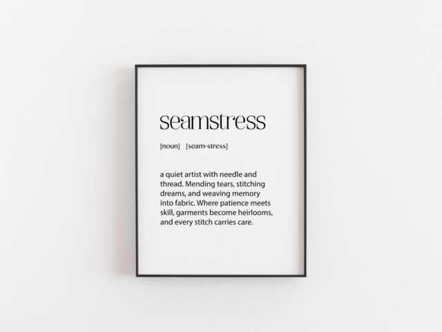 Seamstress Definition Print - Sewing Wall Art Gift, Needle & Thread Quote Poster, Dressmaker Decor, Tailor Artwork, Xmas Gift For Her - image 1