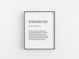 Seamstress Definition Print - Sewing Wall Art Gift, Needle & Thread Quote Poster, Dressmaker Decor, Tailor Artwork, Xmas Gift For Her - thumbnail 1