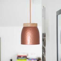 No. 12 L - Ceramic Hanging Lamp Silver Brass Copper Pendant Textile Cable Oak Led Dining Table Hammershake - thumbnail 4