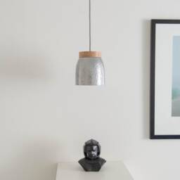 No. 12 L - Ceramic Hanging Lamp Silver Brass Copper Pendant Textile Cable Oak Led Dining Table Hammershake - thumbnail 3