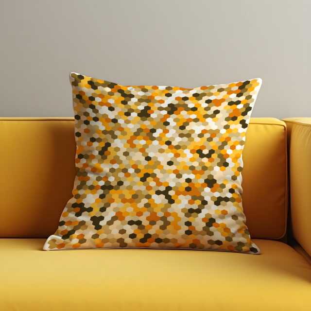Honeycomb Hexagon Cushion Cover, Yellow & Brown Geometric Pillowcase, Modern Cozy Decor, 18x18 - image 1