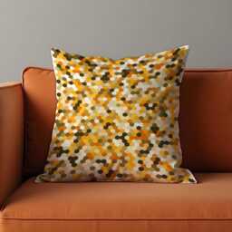 Honeycomb Hexagon Cushion Cover, Yellow & Brown Geometric Pillowcase, Modern Cozy Decor, 18x18 - thumbnail 2