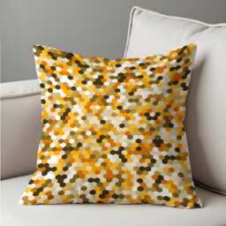 Honeycomb Hexagon Cushion Cover, Yellow & Brown Geometric Pillowcase, Modern Cozy Decor, 18x18 - thumbnail 4
