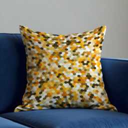 Honeycomb Hexagon Cushion Cover, Yellow & Brown Geometric Pillowcase, Modern Cozy Decor, 18x18 - thumbnail 3
