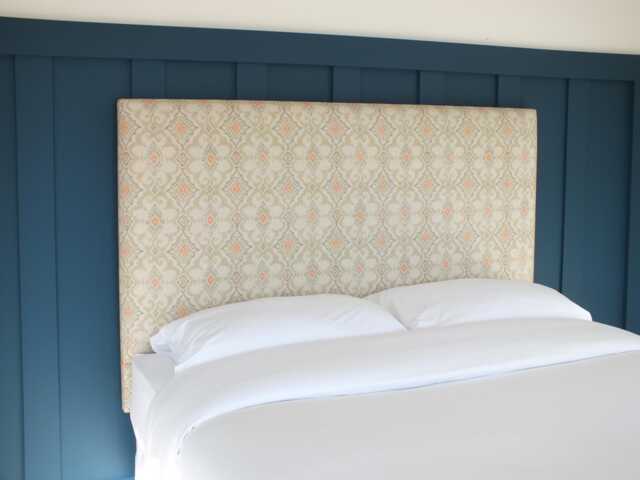 Ikat Fabric Upholstered Headboard - Orange & Grey - Single Double King Size Super - image 1