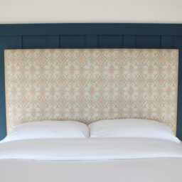 Ikat Fabric Upholstered Headboard - Orange & Grey - Single Double King Size Super - thumbnail 2