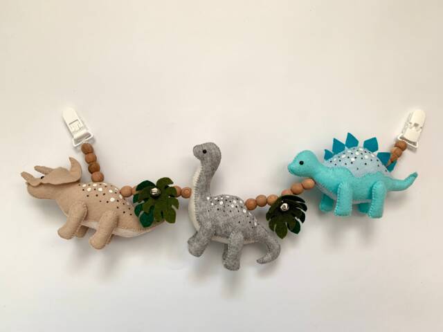 Stroller Garland Dinosaurs, Hanging Toys For Strollers, Pram Garland, Unisex Kids Gift, Strap Stroller, Baby Shower - image 1
