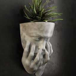 Sad Women Face Wall Planter - Unique Modern Decorative Pot - thumbnail 2