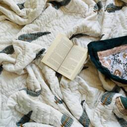 Hand Block Printed Cotton Quilt Reversible Floral Razai Blanket - thumbnail 4