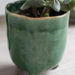 Forest Green Positano Plant Pot - Ceramic Crackle Glaze Planter With Feet Home Decor Stoneware Cover Various Sizes - thumbnail 3
