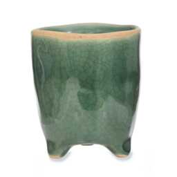 Forest Green Positano Plant Pot - Ceramic Crackle Glaze Planter With Feet Home Decor Stoneware Cover Various Sizes - thumbnail 4
