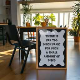 Black & White Retro Panic Print - Funny Print, Too Much Not Enough Disco Wall Art, Quote, At The Desko - thumbnail 2