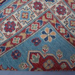 3x5 Blue Kazak Area Rug - Tribal Afghan Hand Knotted Wool Geometric Bedroom Kitchen Oriental Caucasian Design - thumbnail 4