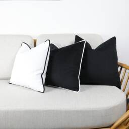 Black Velvet Scatter Cushion Covers With Contrasting Piping in Luxury Plush Velvet. White/Blue/Orange/Green/Teal/Mustard Throw Pillows