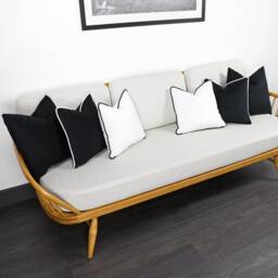 Black Velvet Scatter Cushion Covers With Contrasting Piping in Luxury Plush Velvet. White/Blue/Orange/Green/Teal/Mustard Throw Pillows - thumbnail 2