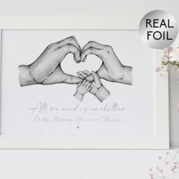 Family Hands Foil Print, Lockdown New Baby Gift, Baby, Mummy Daddy - thumbnail 2