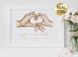 Family Hands Foil Print, Lockdown New Baby Gift, Baby, Mummy Daddy - thumbnail 1