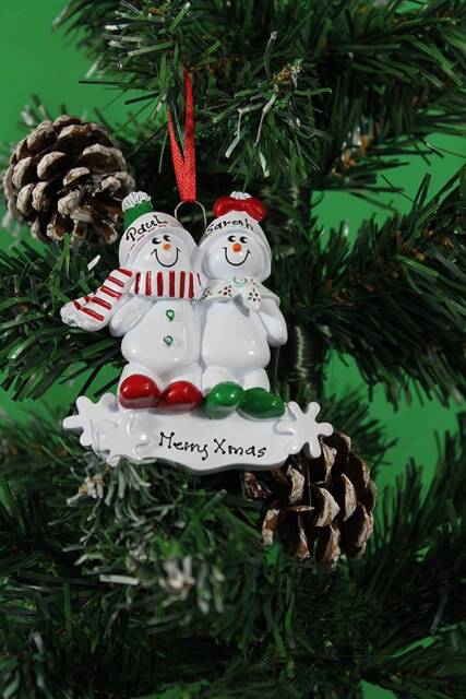 Personalized Snowman Family Sled Christmas Ornament - image 1