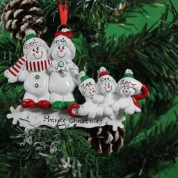 Personalized Snowman Family Sled Christmas Ornament - thumbnail 3
