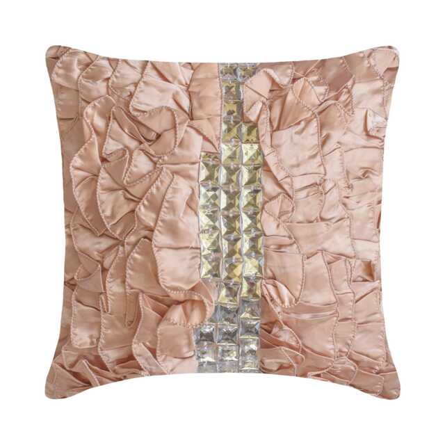 "Satin Peach Beige Cushion Cover 16""x16" - image 1